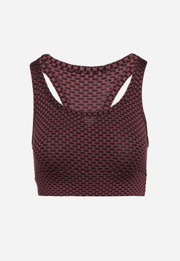 Born2be - Różowy Biustonosz Top Sportowy z Elastycznego Materiału Revettia. Kolor: różowy. Materiał: materiał