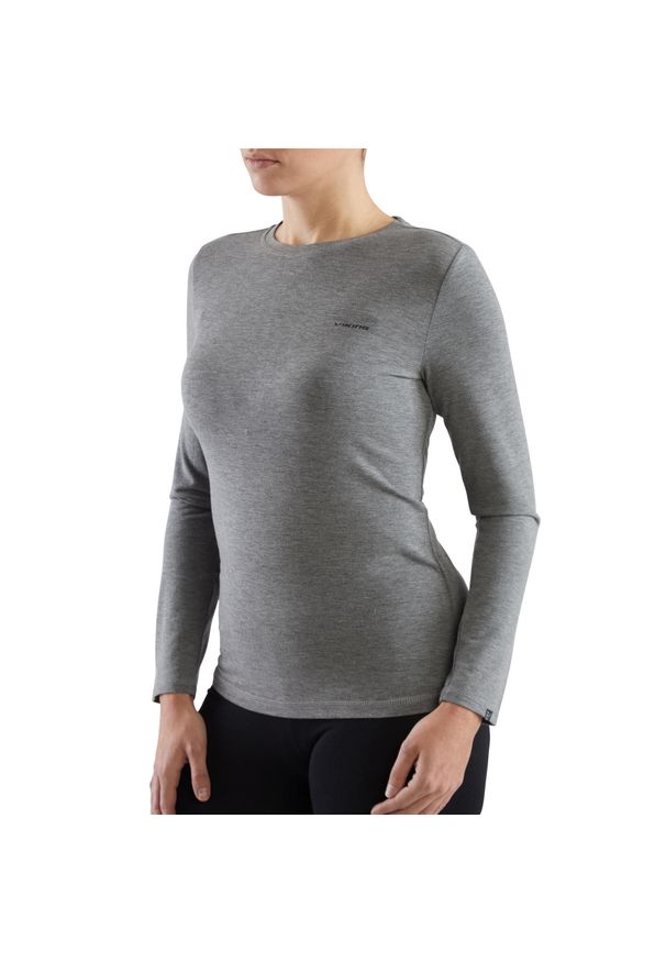 Koszulka longsleeve damska Viking Teres z przędzy bambusowej i wełny Merino. Kolor: szary. Materiał: wełna. Długość rękawa: długi rękaw. Sport: turystyka piesza