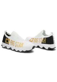 Big-Star - Białe Sneakersy Big Star Modne Buty Damskie. Okazja: na co dzień. Zapięcie: bez zapięcia. Kolor: biały. Materiał: dzianina, materiał. Szerokość cholewki: normalna. Wzór: nadruk, aplikacja #4