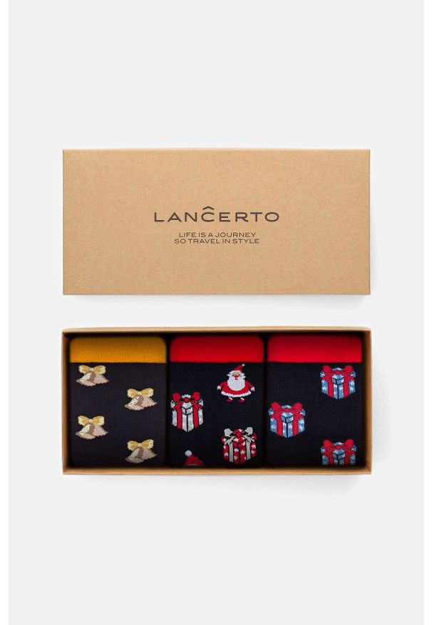 Lancerto - Zestaw 3 Par Skarpet Świątecznych. Materiał: elastan, bawełna, dzianina, poliamid. Wzór: aplikacja, kolorowy