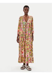 LOLA CASADEMUNT Sukienka letnia LS2516070 Kolorowy Relaxed Fit. Materiał: wiskoza. Wzór: kolorowy. Sezon: lato