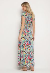 Born2be - Jasnozielona Bawełniana Sukienka z Abstrakcyjnym Wzorem i Gumką w Pasie Orralisa. Okazja: na co dzień. Kolor: zielony. Materiał: bawełna. Typ sukienki: proste, rozkloszowane. Styl: elegancki, casual, klasyczny #7