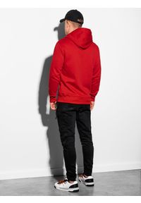 Ombre Clothing - Bluza męska z kapturem B1072 - czerwona - XXL. Typ kołnierza: kaptur. Kolor: czerwony. Materiał: bawełna, poliester #1