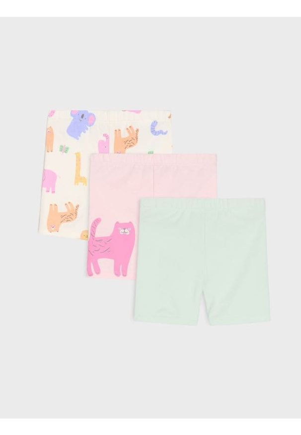 Sinsay - Krótkie legginsy 3 pack - kremowy. Kolor: kremowy. Długość: krótkie