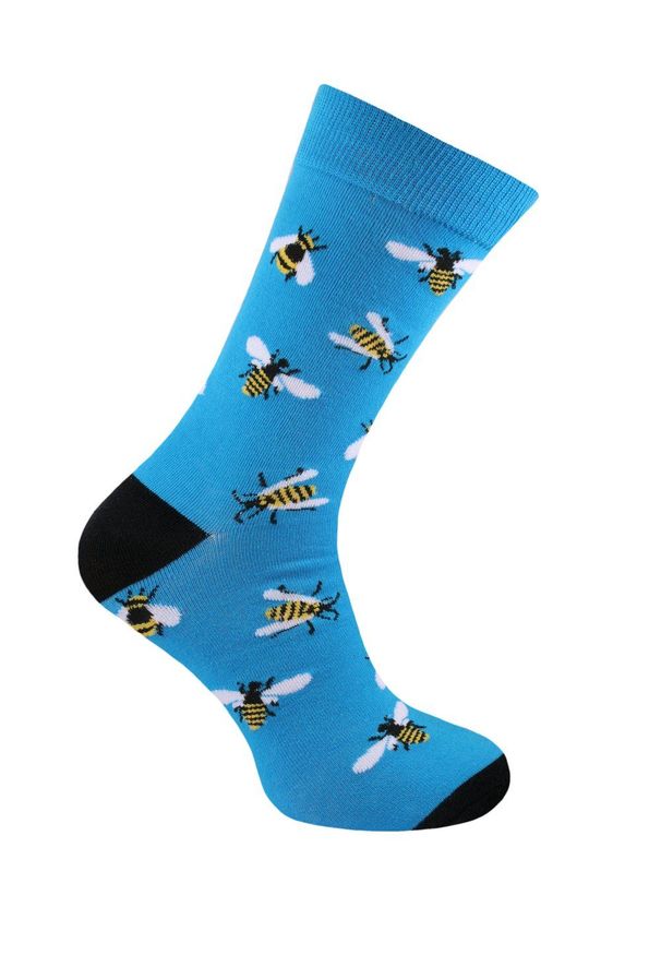 Oryginalne Skarpetki Bawełniane - Alties - Pszczoły na Niebieskim Tle. Kolor: niebieski. Materiał: bawełna, poliester, elastan