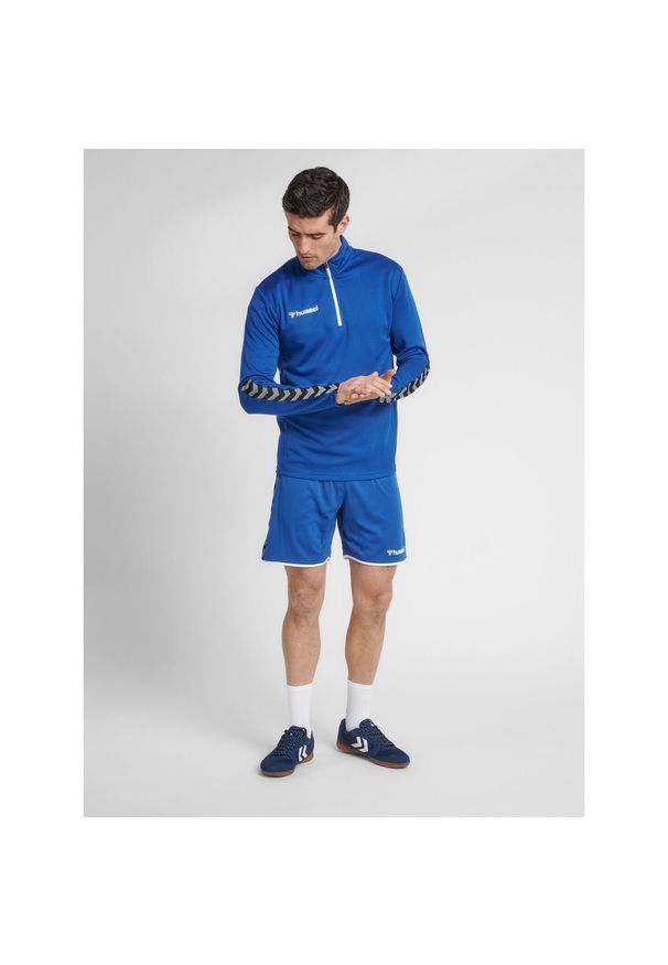 Bluza Hummel demi-zip hmlAUTHENTIC. Kolor: niebieski. Materiał: materiał. Sport: fitness, piłka nożna