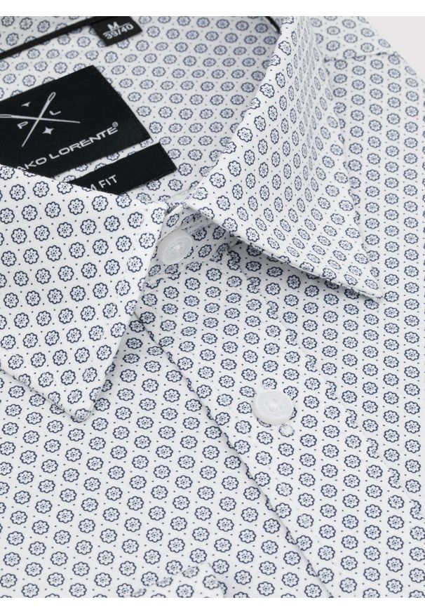 Pako Lorente - Biała koszula męska w mikrowzór. Kolor: biały. Materiał: bawełna, elastan. Długość rękawa: długi rękaw. Długość: długie