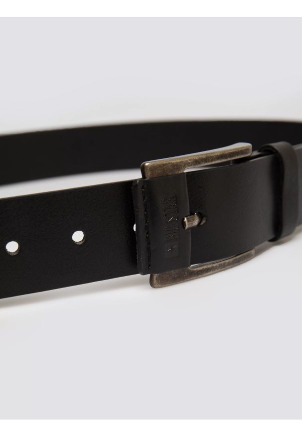 Big-Star - Pasek męski skórzany czarny Koren 906. Kolor: czarny. Materiał: skóra. Styl: casual, elegancki