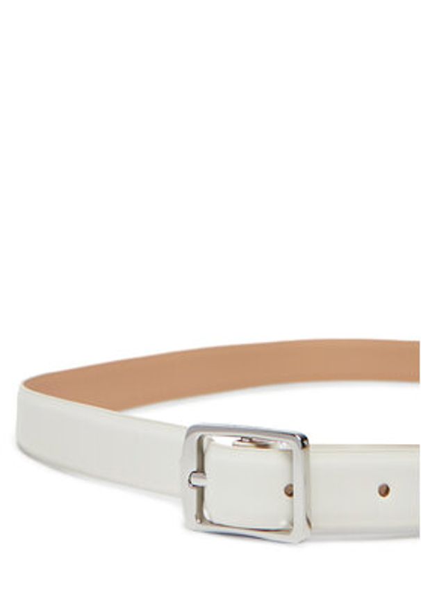Calvin Klein Pasek Damski Classic Square Buckle Belt 20Mm LV04F7036G Biały. Kolor: biały. Materiał: skóra