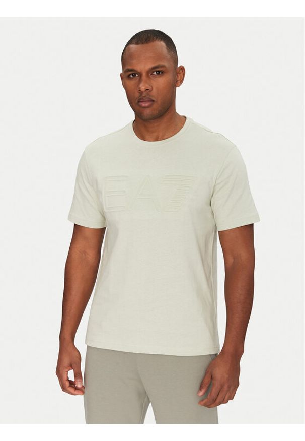 EA7 Emporio Armani T-Shirt 7M000149 AF14772 U9004 Beżowy Regular Fit. Kolor: beżowy. Materiał: bawełna