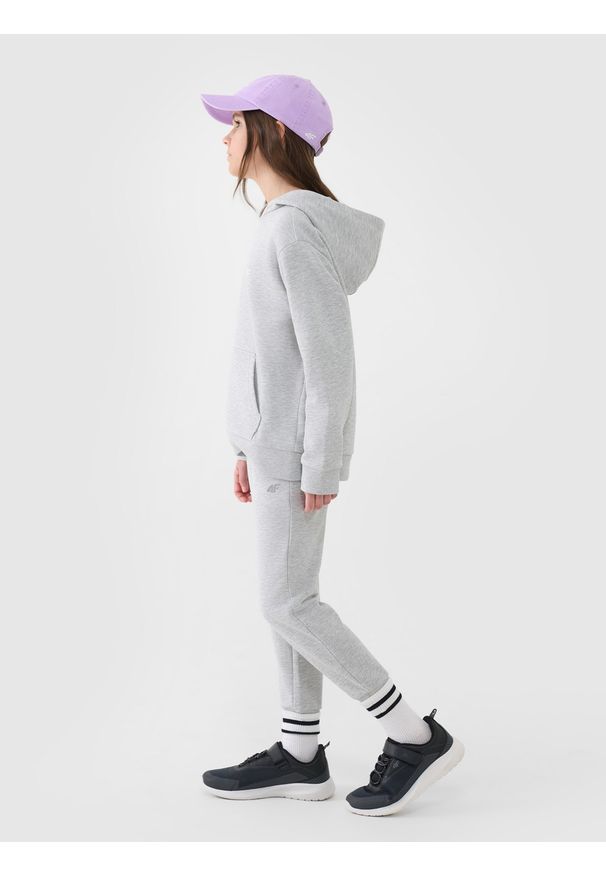 4f - 4F Spodnie dresowe joggery dziewczęce - szare 146 (10-11 lat). Okazja: na co dzień. Kolor: szary. Materiał: dresówka. Wzór: gładki, ze splotem. Sezon: lato. Styl: młodzieżowy, casual, sportowy