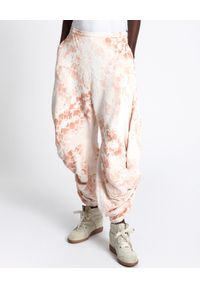 ONETEASPOON - Bawełniane spodnie haremki. Kolor: beżowy. Materiał: bawełna. Wzór: aplikacja, nadruk