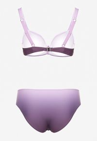 Born2be - Jasnofioletowe Bikini Majtki Figi i Biustonosz z Ozdobnym Marszczeniem Linaronia. Kolekcja: plus size. Kolor: fioletowy. Wzór: haft #3