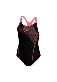 Dziewczęcy jednoczęściowy kostium kąpielowy Speedo Eco Medley Logo Medalist. Kolor: czarny, różowy, wielokolorowy