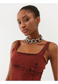 Patrizia Pepe Top 8C0615/D047-R805 Bordowy Slim Fit. Kolor: czerwony. Materiał: bawełna #6