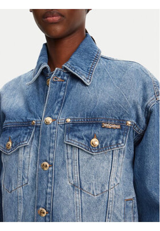 Just Cavalli Kurtka jeansowa 78PAS4O3 Niebieski Regular Fit. Kolor: niebieski. Materiał: bawełna