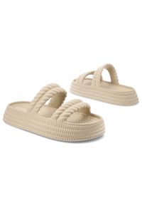 Beżowe Klapki S.Barski Modne Obuwie Damskie. Okazja: na co dzień. Kolor: beżowy. Wzór: paski. Sezon: lato. Styl: casual #6
