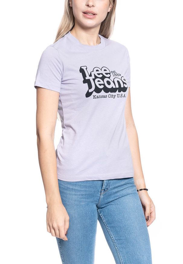 Lee - DAMSKI T-SHIRT LEE SLIM LOGO TEE LAVENDER DUSK L44CEPOA 112109806