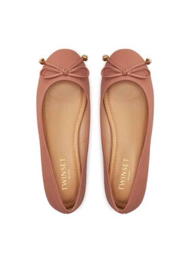 TwinSet - TWINSET Baleriny Ballerina 242TCP150 Beżowy. Kolor: beżowy. Materiał: skóra