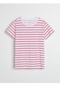 Sinsay - Bawełniana koszulka w paski - czerwony. Kolor: czerwony. Materiał: bawełna. Wzór: paski #1