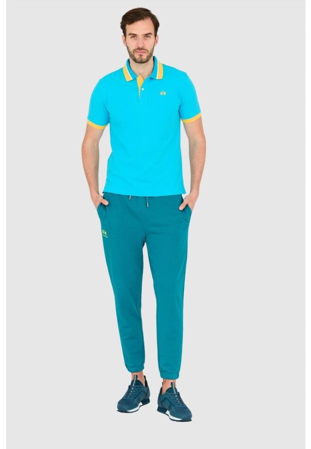 La Martina - LA MARTINA Niebieska męska koszulka polo, Rozmiar XL. Typ kołnierza: polo. Kolor: niebieski