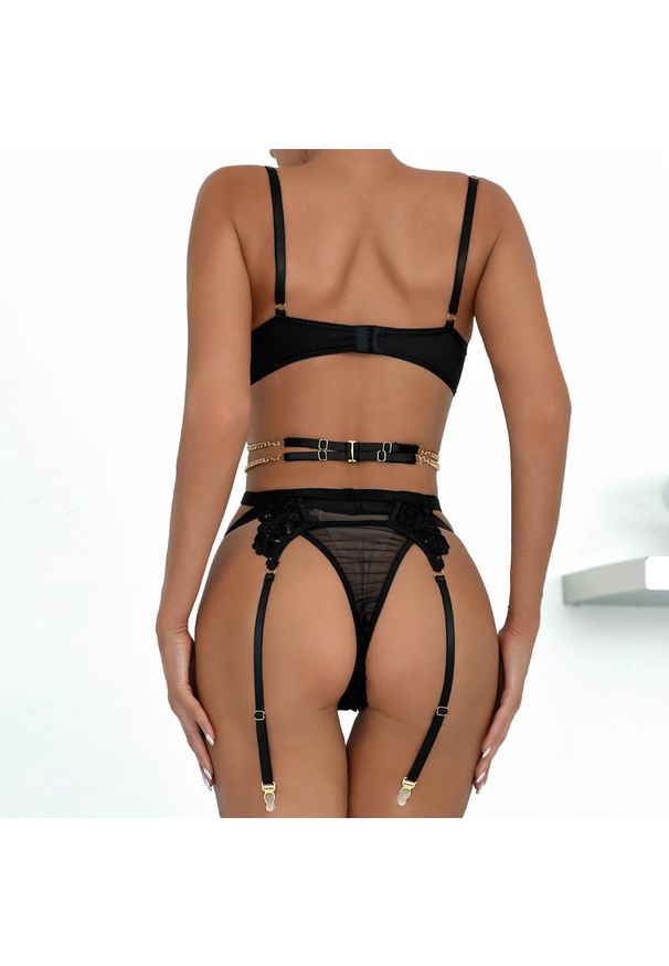 Intica - Komplet bielizny z koronkowym wykończeniem Lina. Kolor: czarny. Materiał: koronka. Wzór: koronka