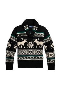 Polo Ralph Lauren Sweter 710982255001 Czarny Regular Fit. Typ kołnierza: polo. Kolor: czarny. Materiał: wełna #4