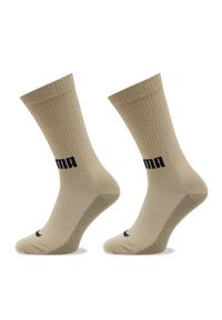 Puma Zestaw 2 par wysokich skarpet męskich Men Front Logo Crew 2P 938010 Beżowy. Kolor: beżowy. Materiał: materiał, bawełna #1