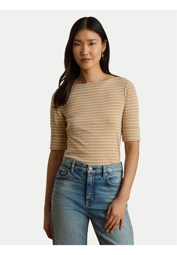 Lauren Ralph Lauren - LAUREN RALPH LAUREN Bluzka Judy 200P13919003 Beżowy Regular Fit. Kolor: beżowy. Materiał: bawełna
