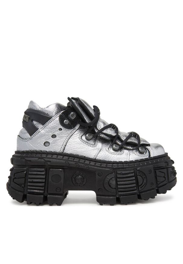 NEW ROCK Botki M-106WALL-C16 Srebrny. Kolor: srebrny. Materiał: skóra. Styl: rockowy