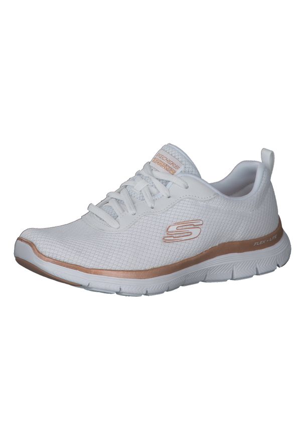 skechers - Obuwie Sportowe Damskie Skechers Mesh Lace-Up W Biały. Kolor: biały, wielokolorowy, różowy. Materiał: mesh. Sport: turystyka piesza