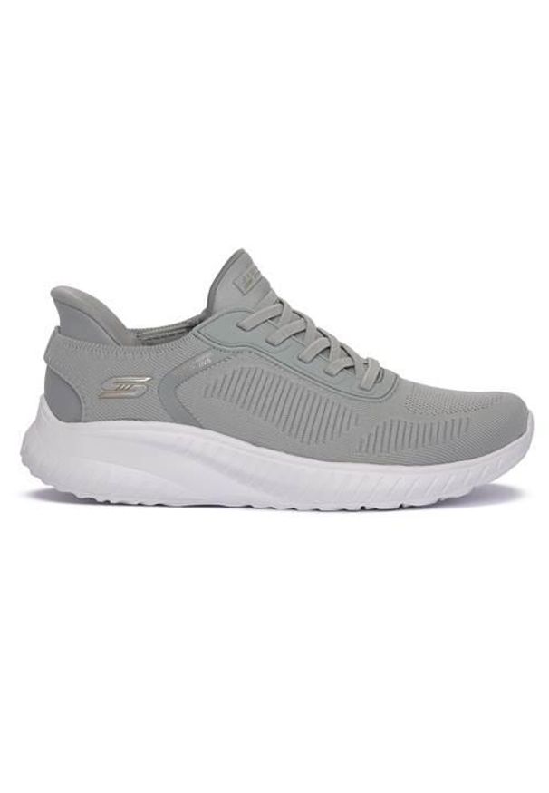 skechers - Buty do chodzenia damskie Skechers Sage Bobs Squad. Kolor: szary. Materiał: materiał, syntetyk. Szerokość cholewki: normalna. Sport: turystyka piesza
