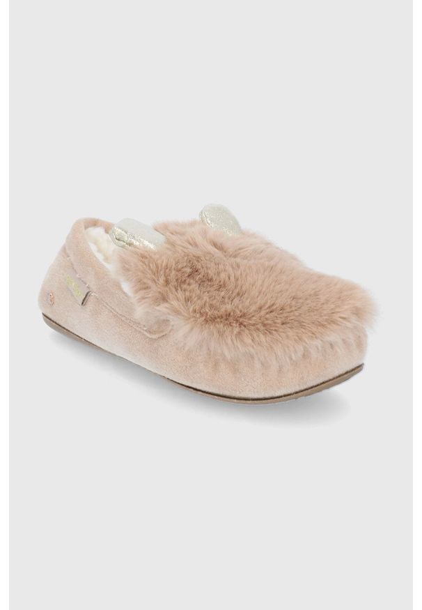 Flip*Flop Kapcie. Nosek buta: okrągły. Kolor: beżowy. Wzór: aplikacja