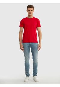 Big-Star - Koszulka męska bawełniana czerwona Basicer 603. Okazja: na co dzień. Kolor: czerwony. Materiał: bawełna. Styl: casual, elegancki