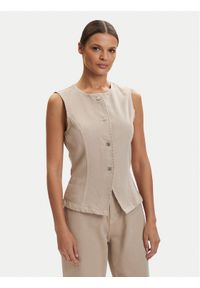 only - ONLY Kamizelka Everly 15364370 Beżowy Regular Fit. Kolor: beżowy. Materiał: bawełna #1