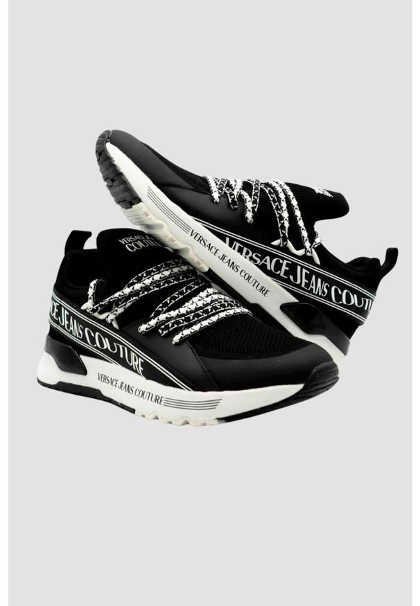 Versace Jeans Couture - VERSACE JEANS COUTURE Czarne sneakersy męskie Fondo Dynamic Dis. Sa3, Rozmiar 44. Kolor: czarny