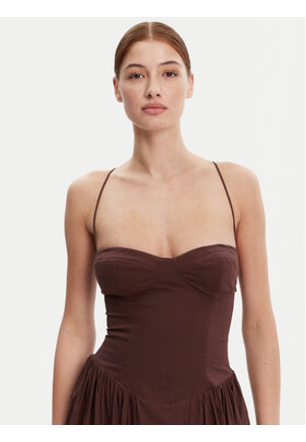 BARDOT - Bardot Sukienka wieczorowa 59786DB Brązowy Regular Fit. Kolor: brązowy. Materiał: bawełna. Styl: wizytowy