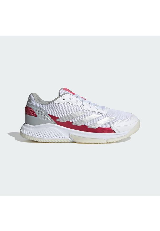 Adidas - Buty Courtquick Padel. Kolor: szary, biały, wielokolorowy, różowy. Materiał: materiał. Sport: turystyka piesza
