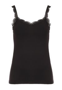 Born2be - Czarny Top Bawełniany Hellamene. Okazja: na co dzień. Kolor: czarny. Materiał: bawełna. Długość rękawa: na ramiączkach. Wzór: gładki, koronka. Sezon: lato. Styl: casual, klasyczny #6