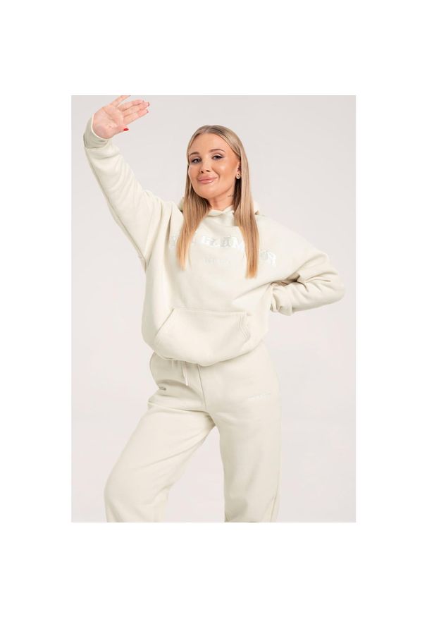 GYM GLAMOUR - Bluza fitness damska Gym Glamour college off. Kolor: biały. Sport: fitness