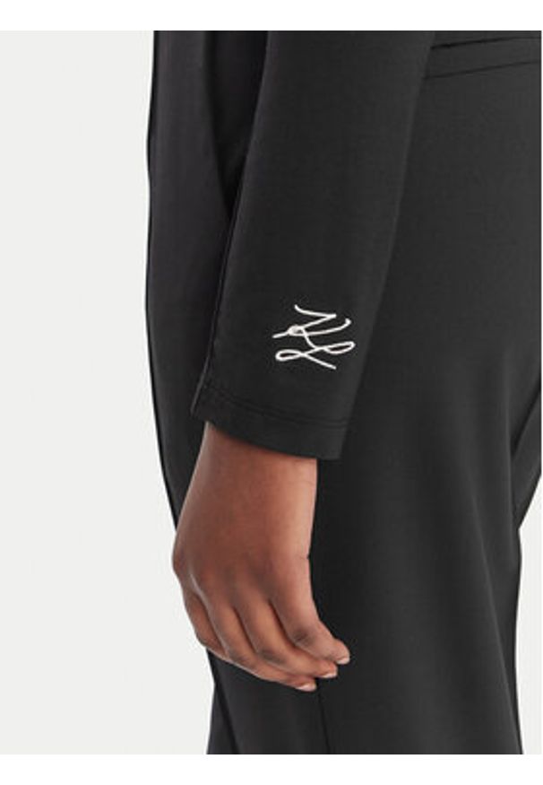 Karl Lagerfeld - KARL LAGERFELD Bluzka B1W17009 Czarny Slim Fit. Typ kołnierza: dekolt w karo. Kolor: czarny