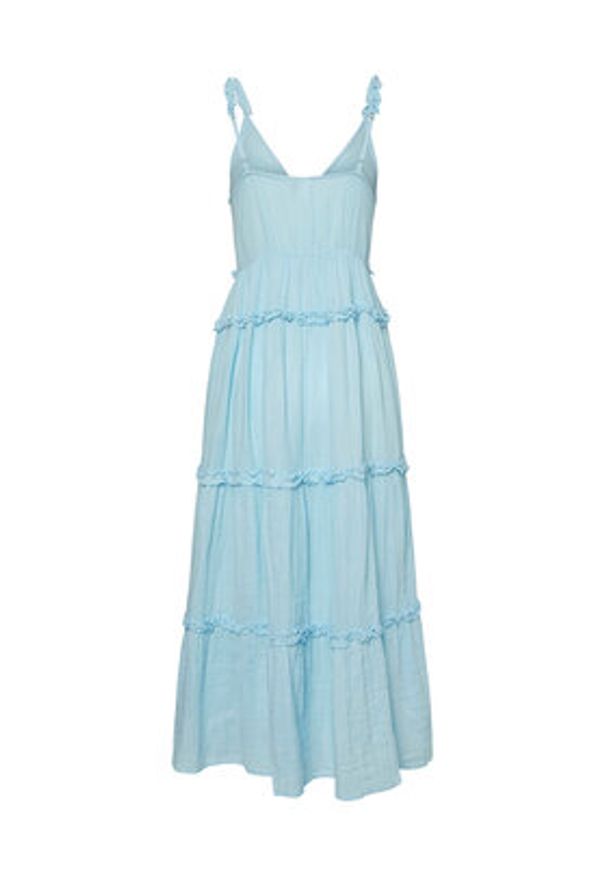 YAS Sukienka letnia Anina 26038014 Błękitny Regular Fit. Kolor: niebieski. Materiał: bawełna. Sezon: lato
