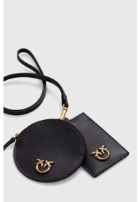 Pinko etui na karty skórzane kolor czarny. Kolor: czarny. Materiał: skóra #1