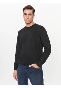Wrangler - WRANGELR CREWNECK KNIT MĘSKI SWETER ELEGANCKI CIEPŁY LOGO REAL BLACK 112343108 W8A0011937. Styl: elegancki