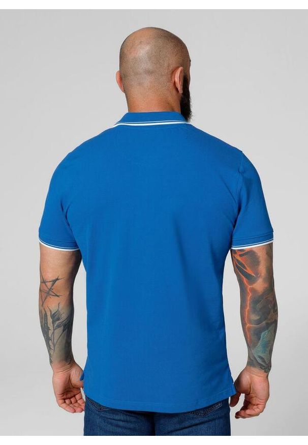PITBULL - Koszulka Polo bawełniana klasyczna dla dorosłych Pique Stripes Regular. Typ kołnierza: polo. Kolor: niebieski. Materiał: bawełna. Styl: klasyczny