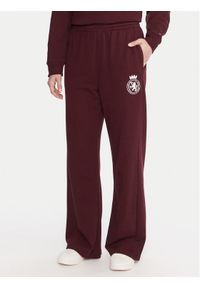 TOMMY HILFIGER - Tommy Hilfiger Spodnie dresowe UW0UW06081 Bordowy Wide Leg. Kolor: czerwony. Materiał: bawełna