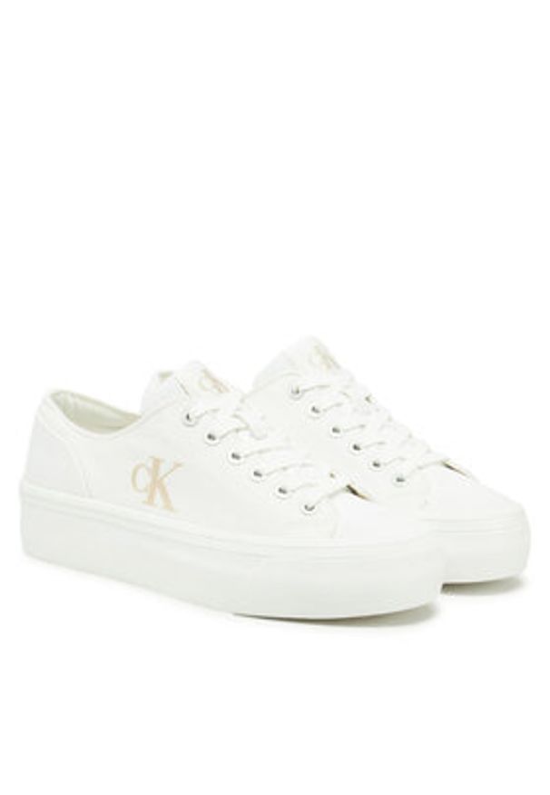 Calvin Klein Jeans Tenisówki Vulc Flatform Low Cv Mg YW0YW01763 Biały. Kolor: biały. Materiał: materiał