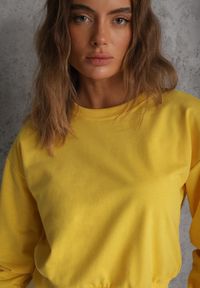 Renee - Żółta Bluza z Bawełną ze Ściągaczami przy Rękawach i w Pasie Alberia. Kolor: żółty. Materiał: bawełna #4