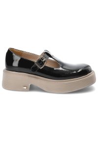 Czarne Półbuty Karino Eleganckie Skórzane Buty. Okazja: do pracy, na co dzień. Kolor: czarny. Materiał: skóra. Szerokość cholewki: normalna. Wzór: aplikacja. Styl: elegancki