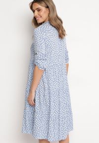 Born2be - Jasnoniebieska Rozkloszowana Sukienka Koszulowa Midi Maijane. Kolor: niebieski. Typ sukienki: koszulowe. Długość: midi #3